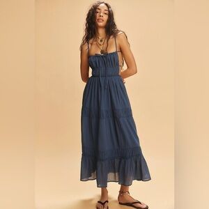 Free People Taking Sides Maxi Dress - Blue/Navy - M